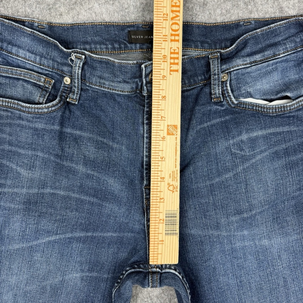 Silver Zac Jeans Mens 38x32 (Fits 38x30) Blue Stretch Denim Dark Wash Low Rise - Picture 3 of 14